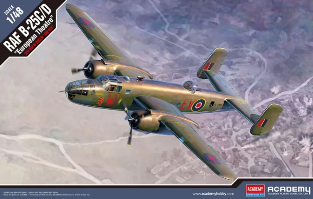 1 48 Academy 12339 RAF B-25C/D Plane - European Theatre Plastic Modelbouwpakket Korting