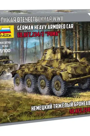 Weekendaanbieding 1 100 Zvezda 6285 SD.KFZ.234 Puma German WWII Armoured Car Plastic Modelbouwpakket