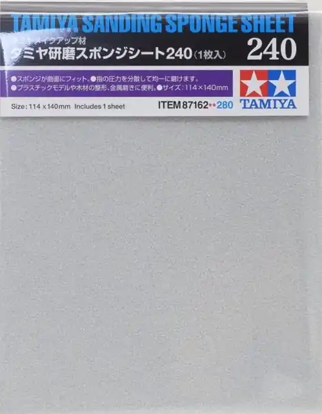 Snelle Levering Tamiya 87162 Sanding Sponge Sheet 240 Schuur-papier, blok of stick