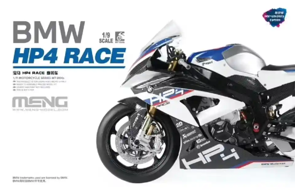 1 9 MENG MT004S BMW HP4 Race Motor - Pre Colored Edition Plastic Modelbouwpakket Lage Prijs