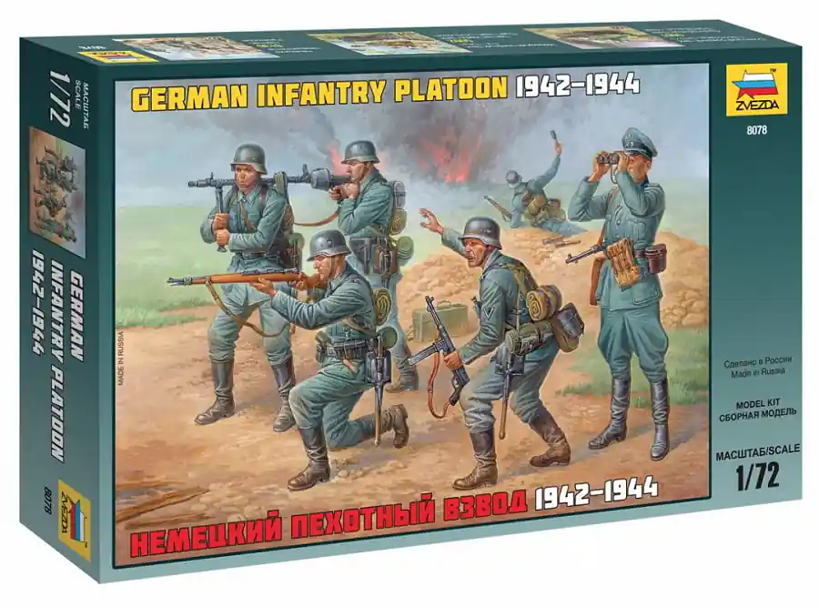 Hete Deal 1 72 Zvezda 8078 German Infantry Platoon 1942-1944 Plastic Modelbouwpakket