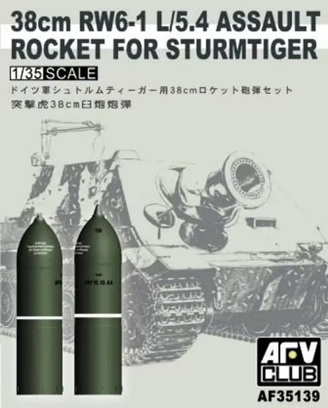 1 35 AFV Club 35139 38cm RW6-1 L/5.4 Assault Rocket for Sturmtiger Plastic Modelbouwpakket Voordeelprijs
