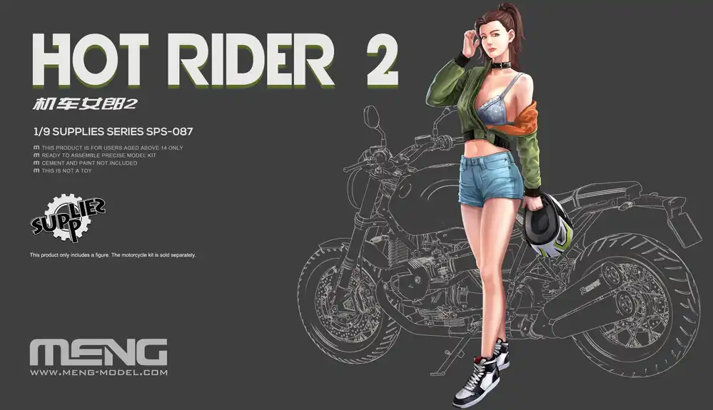 Premium 1 9 MENG SPS087 Hot Rider 2 - Girl Figure - Resin Resin onderdeel