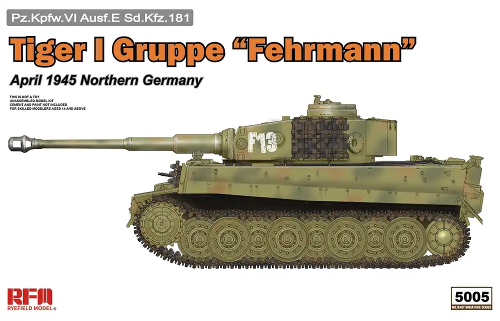 1 35 Rye Field Model 5005 Tiger I Gruppe Fehrmann - April 1945 Northern Germany Plastic Modelbouwpakket Seizoensaanbieding