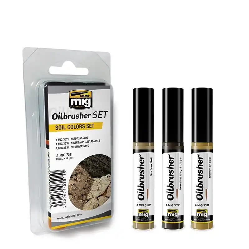 AMMO MIG 7511 Oilbrusher Soil Colors - Set Oilbrusher(s) Voordeelprijs