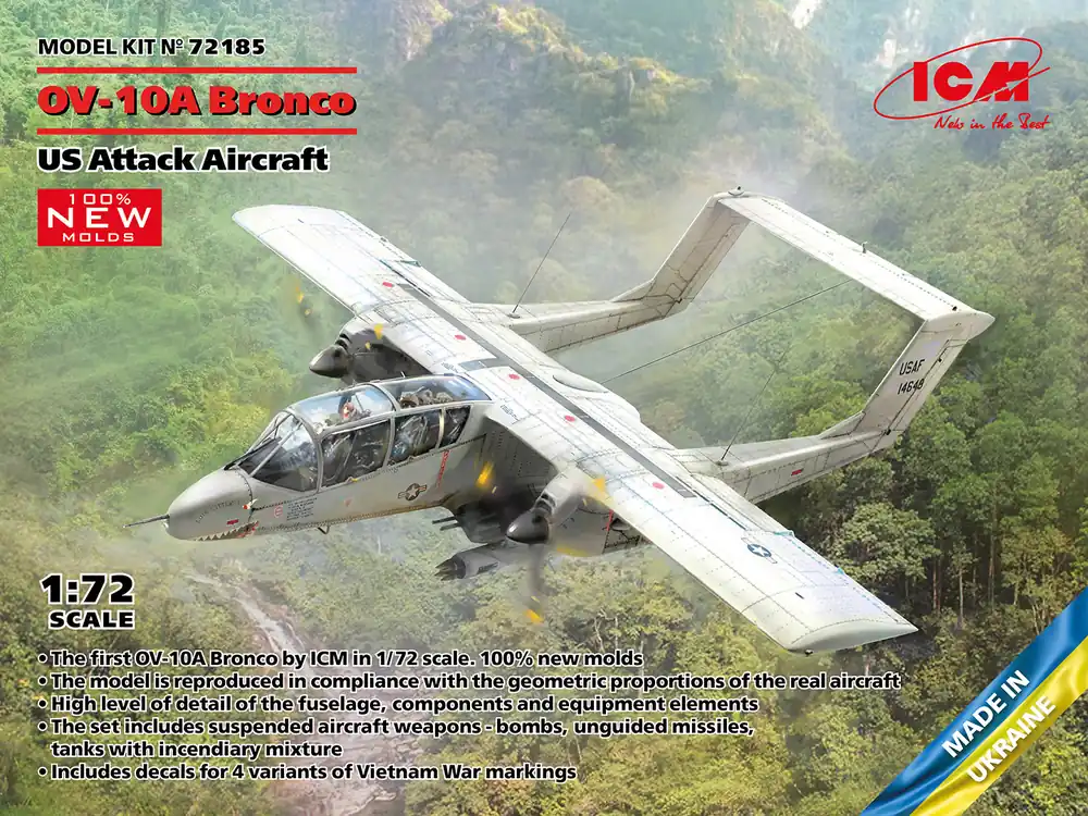 Betaalbaar 1 72 ICM 72185 North-American/Rockwell OV-10A Bronco - US Attack Aircraft Plastic Modelbouwpakket
