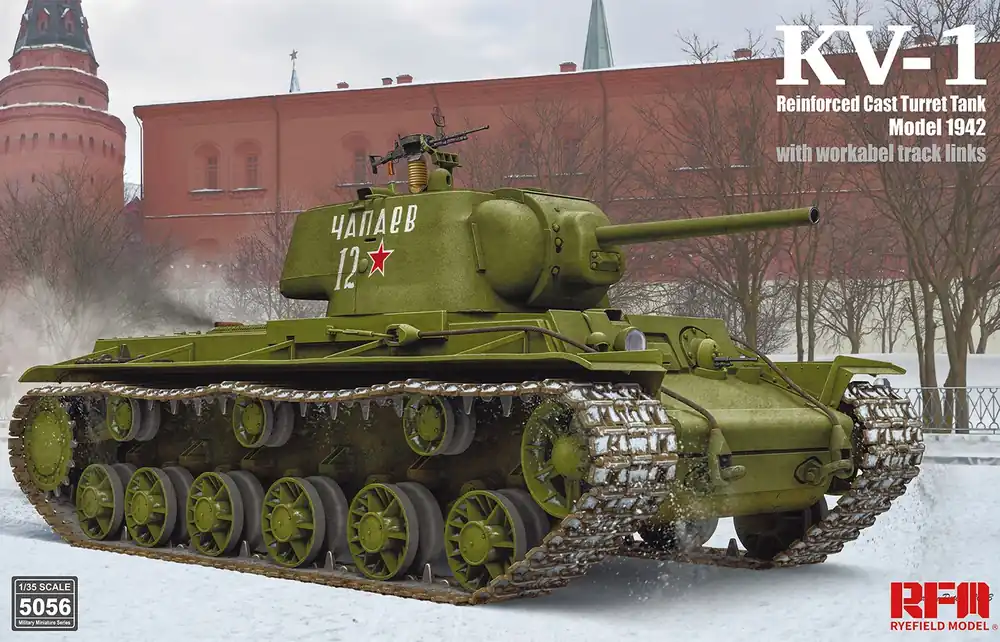 1 35 Rye Field Model 5056 KV-1 Reinforced Cast Turret mod.1942 w/workable track links Plastic Modelbouwpakket Direct Beschikbaar