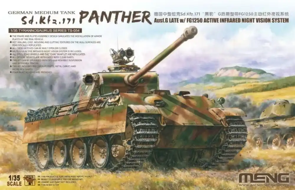 1 35 MENG TS054 Panther Ausf.G Late w/ FG1250 Active Infrared Night Vision System Plastic Modelbouwpakket Veilige Betaling