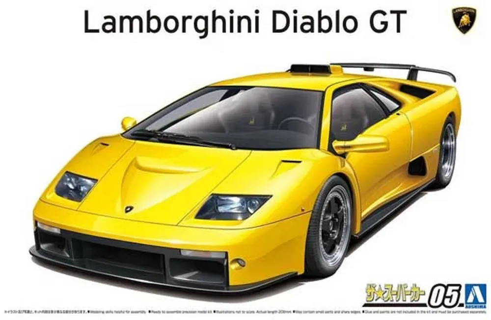 1 24 Aoshima 05899 Lamborghini Diablo GT Plastic Modelbouwpakket Superprijs