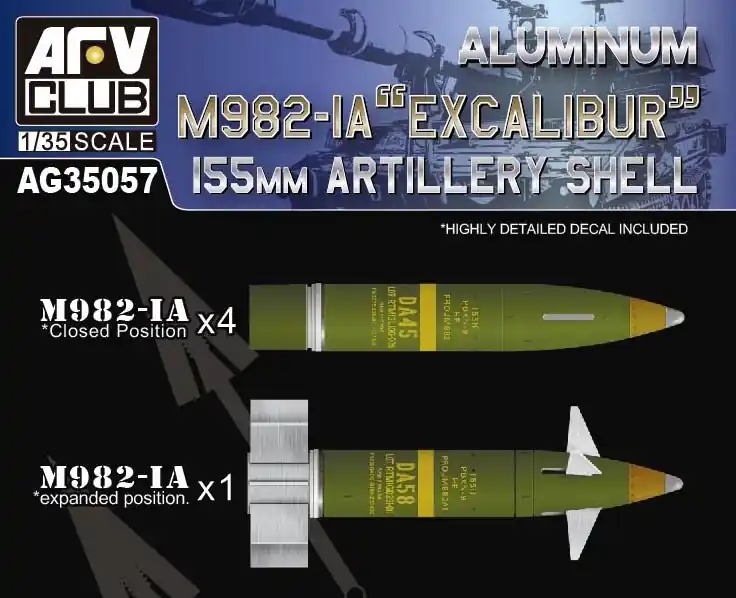1 35 AFV Club AG35057 Aluminum M982-IA - Excalibur - 155mm Artillery Shell Plastic Modelbouwpakket Weekendaanbieding
