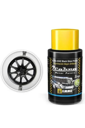AMMO MIG 0342 Cobra Motor Paints - Black Gloss Primer - Acryl - 30ml Verf potje Meest Verkocht