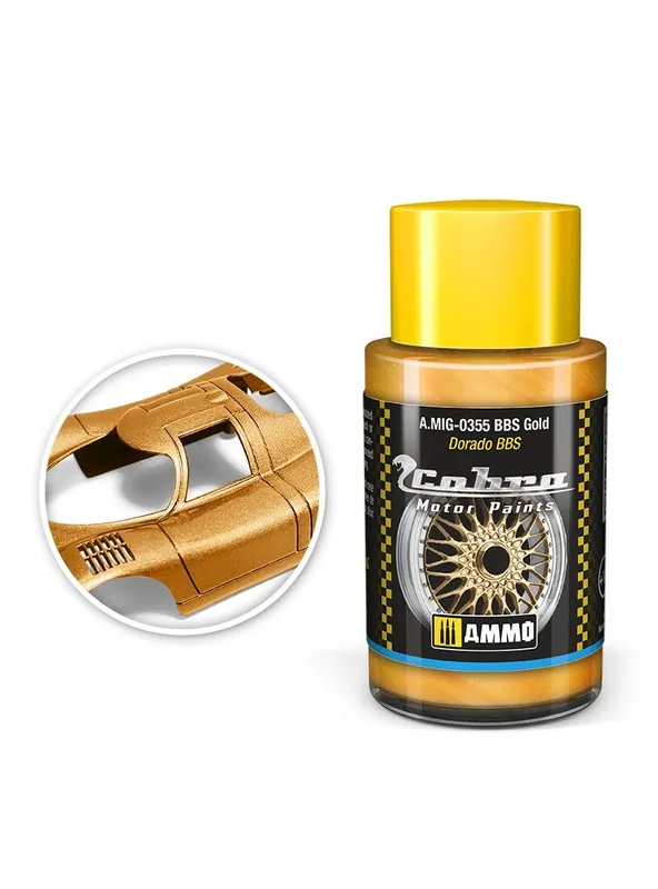 AMMO MIG 0355 Cobra Motor Paints - BBS Gold - Matt - Acryl - 30ml Verf potje Premium