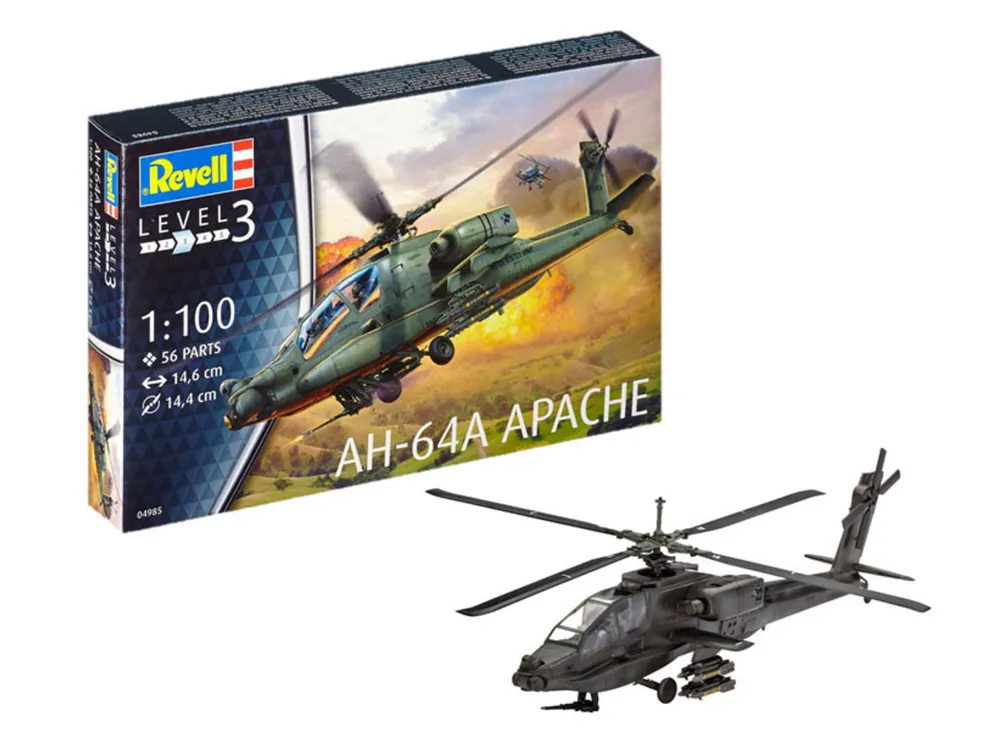 1 100 Revell 04985 AH-64A Apache Plastic Modelbouwpakket Beste Prijs