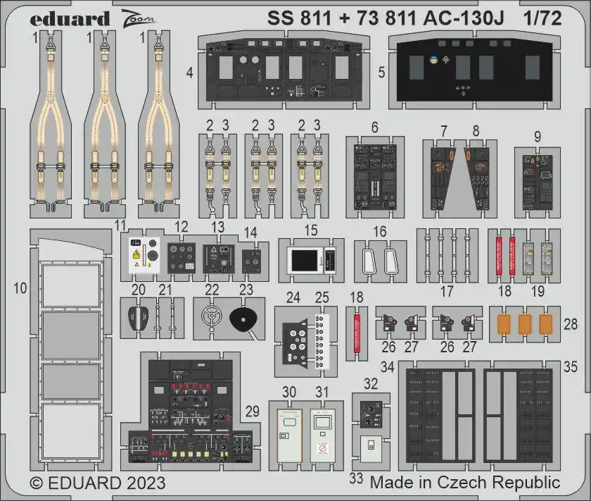 Fabrieksprijs 1 72 Eduard SS811 Accessoires for AC-130J - Zvezda Photo-etch
