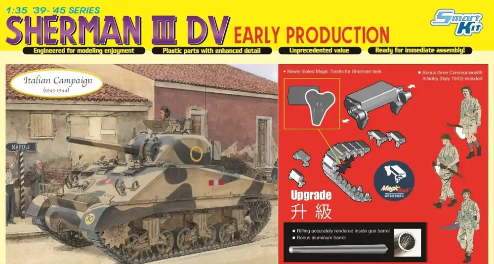 1 35 Dragon 6573 Sherman III DV Tank - Early Production Plastic Modelbouwpakket Uitverkoop
