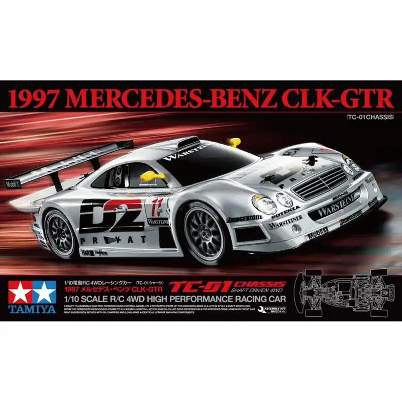 1 10 Tamiya 58731 Mercedes-Benz CLK-GT-R 1997 TC-01 met Certificaat RC Plastic Modelbouwpakket Direct Beschikbaar