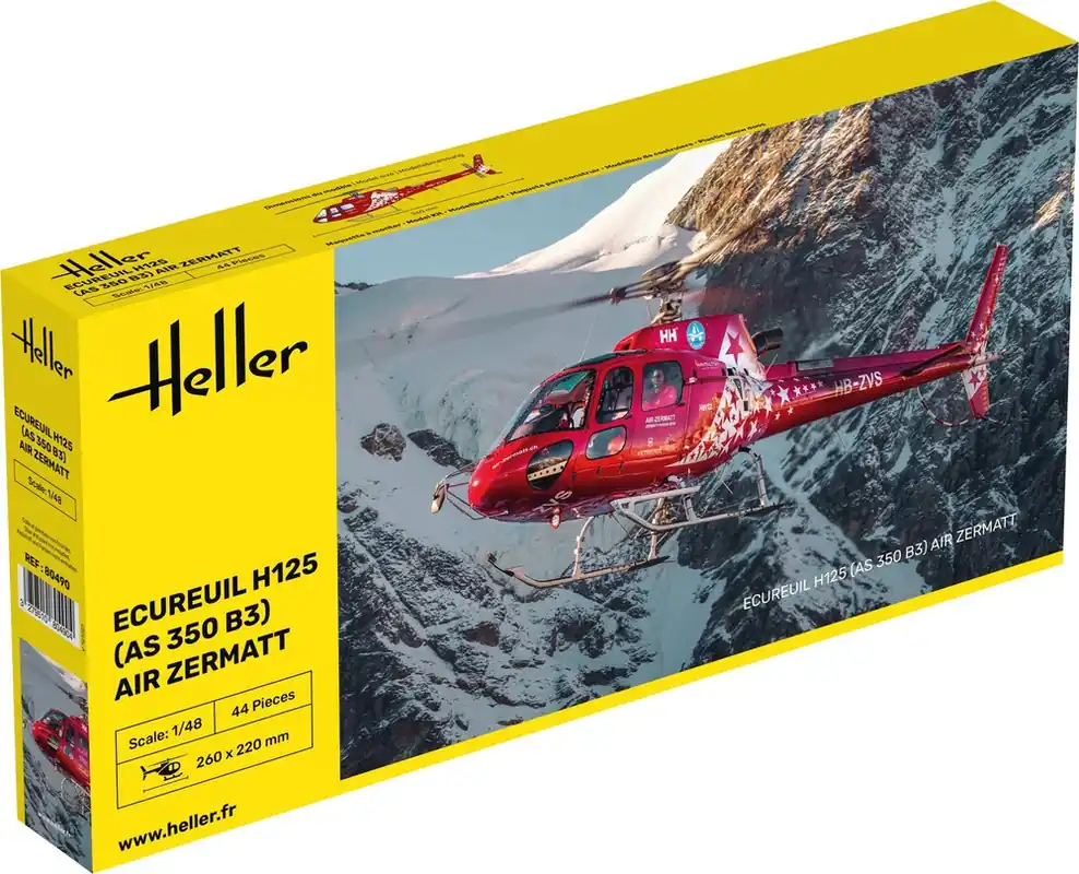 Dagaanbieding 1 48 Heller 80490 Heli Ecureuil H125 - AS 350 B3 - Air Zermatt Plastic Modelbouwpakket