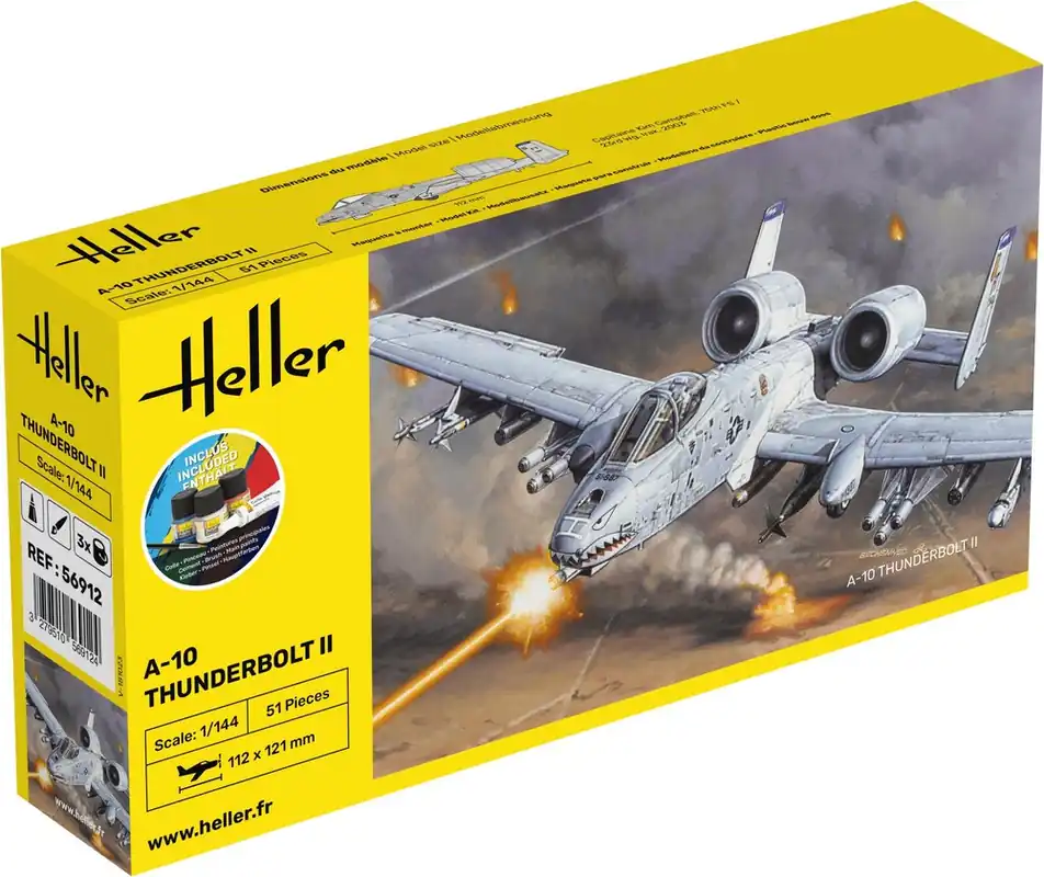1 144 Heller 56912 A-10 Thunderbolt II - Starter Kit Plastic Modelbouwpakket Aanbieding
