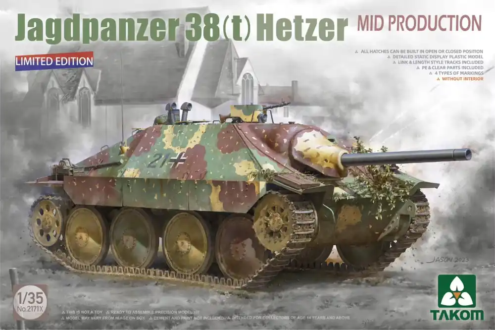 1 35 Takom 2171X Jagdpanzer 38(t) Hetzer Mid Production - Limited Edition Plastic Modelbouwpakket Gereduceerde Prijs