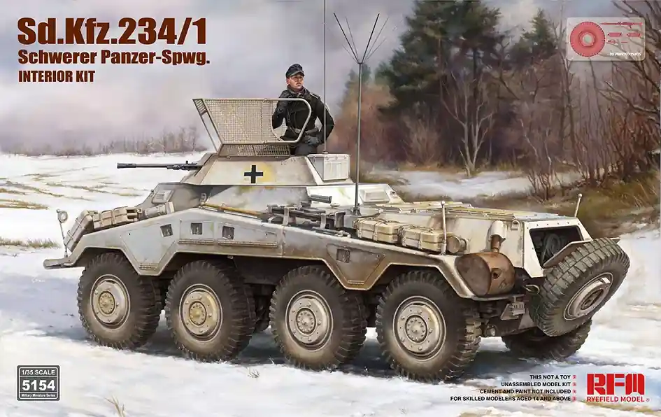 Alleen Vandaag 1 35 Rye Field Model 5154 Sd.Kfz. 234/1 Schwerer Panzer-Spwg. WWII - Interieur Kit - Gepantserd Voertuig Plastic Modelbouwpakket