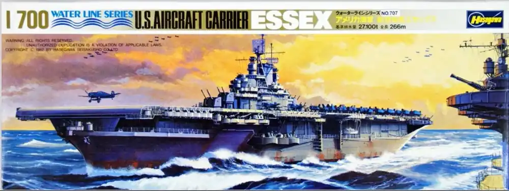 Merkproduct 1 700 Hasegawa 49707 USS Essex CV-9 WWII - Essex-klasse - Water Line Series - Amerikaans Vliegdekschip Plastic Modelbouwpakket