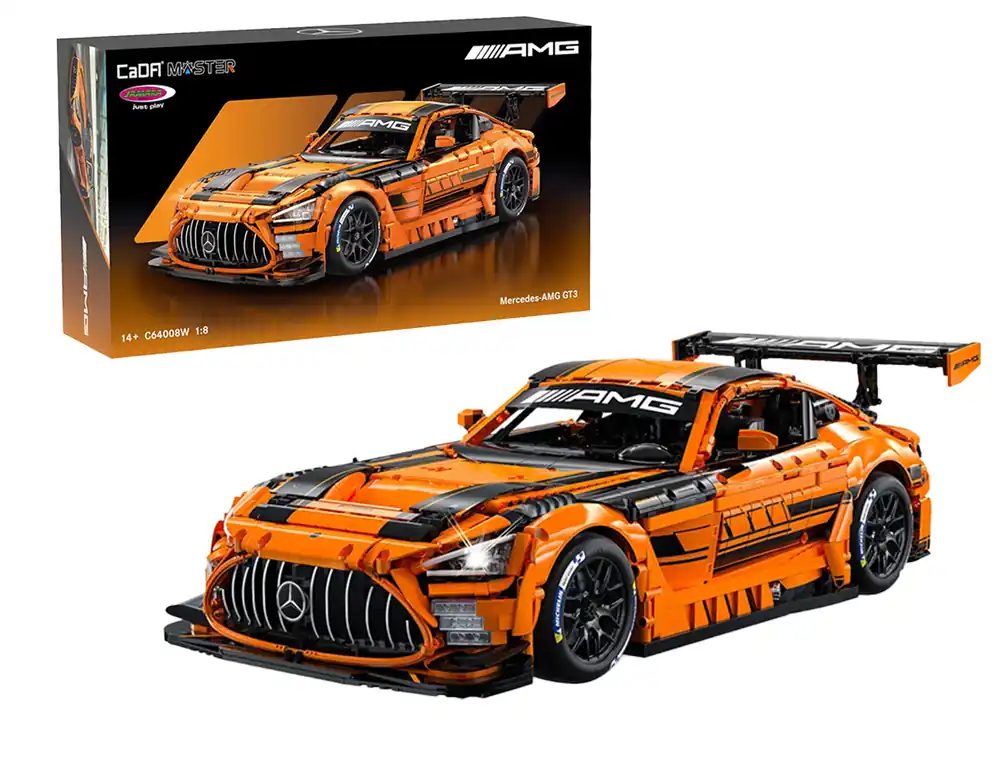 1 8 Jamara 402899 - CaDA Bricks - Mercedes-AMG GT3 - Oranje - Raceauto Bouwstenen set Direct Beschikbaar