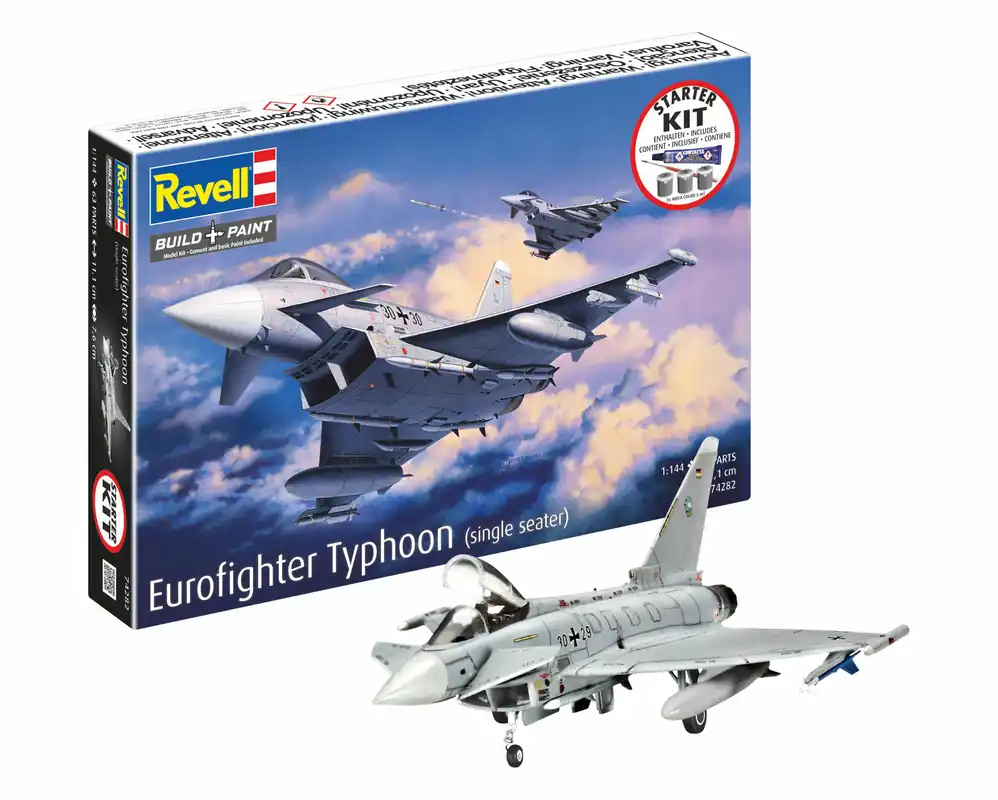 1 144 Revell 74282 Eurofighter Typhoon - Single Seater - Europese Straaljager - Starter Kit Plastic Modelbouwpakket Veilige Betaling