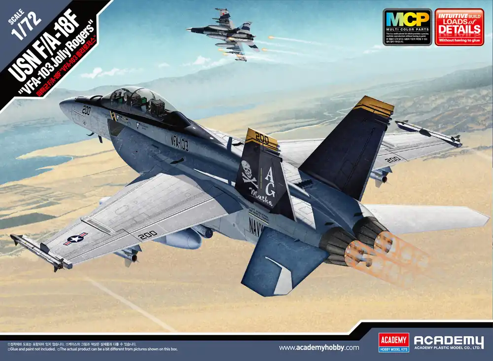 1 72 Academy 12535 Boeing USN F/A-18F Super Hornet VFA-103 Jolly Rogers - MCP - Amerikaanse Straaljager Plastic Modelbouwpakket Direct Verzonden