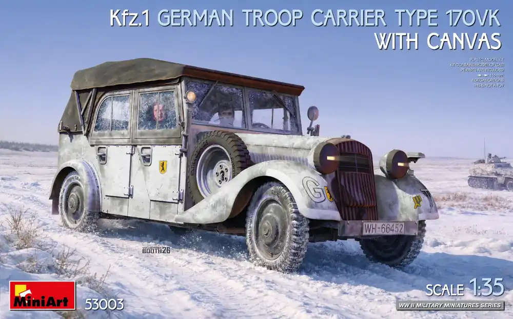 Laatste Versie 1 35 MiniArt 53003 Mercedes-Benz 170VK Kfz.1 Troop Carrier met Canvas WWII - Duits Militair Voertuig Plastic Modelbouwpakket