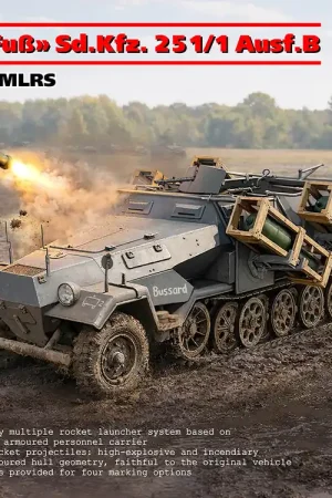 1 35 ICM 35107 Sd.Kfz. 251/1 Ausf. B Stuka zu Fuss WWII - Duits Pantservoertuig Plastic Modelbouwpakket Laatste Versie