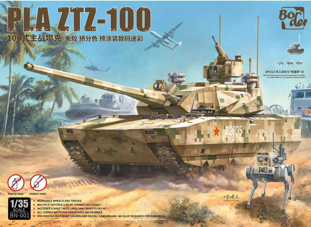 Gratis Retour 1 35 Border Model BN001 PLA ZTZ-100 - Chinese Hoofdgevechtstank Plastic Modelbouwpakket