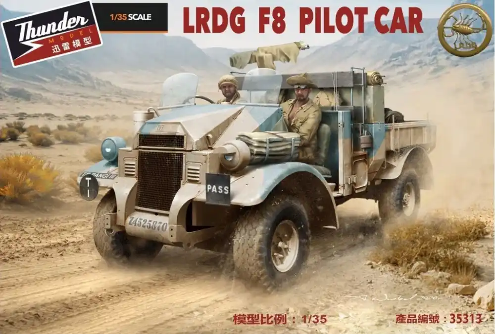 Gecertificeerd 1 35 Thunder Model 35313 LRDG F8 Pilot Car WWII - Britse Verkenningswagen Plastic Modelbouwpakket