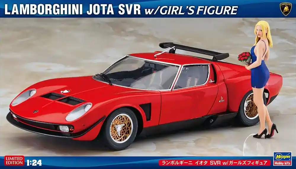 1 24 Hasegawa 52479 Lamborghini Jota SVR met Meisjesfiguur - Italiaanse Sportauto Plastic Modelbouwpakket Actieprijs