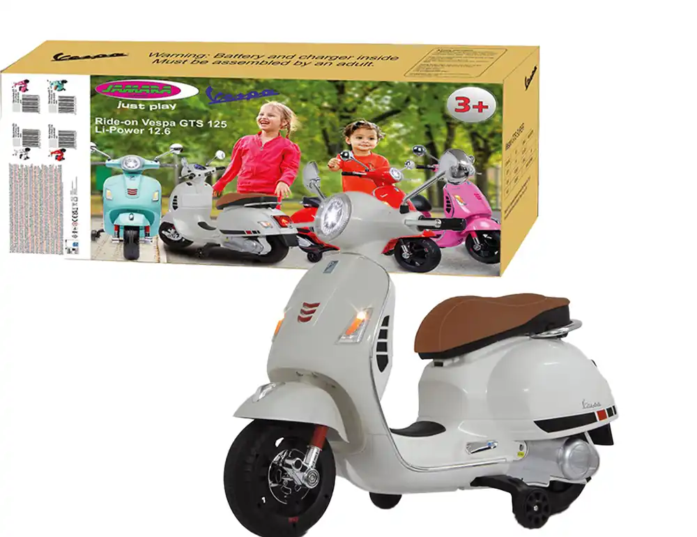 Jamara 461836 Elektrische Kinderscooter Ride-on - Vespa GTS 125 - Wit - 12,6 V Lithium Accu Accu voertuig Koopje