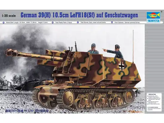 Merkproduct 1 35 Trumpeter 00353 39(H) 10,5cm leFH18(Sf.) auf Geschützwagen Becker Conversion WWII - Duitse Houwitser Plastic Modelbouwpakket