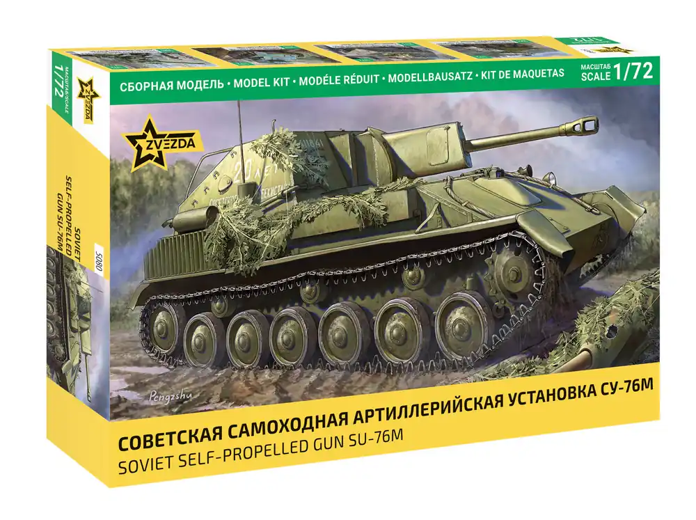 1 72 Zvezda 5080 SU-76M - Sovjet Gemechaniseerd Geschut Plastic Modelbouwpakket Alleen Vandaag