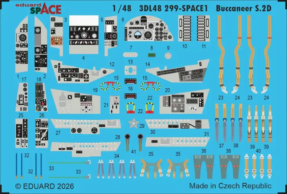 1 48 Eduard 3DL48299 Space - Accessoires Set voor Blackburn Buccaneer S.2 D - Trumpeter Photo-etch Uitverkoop