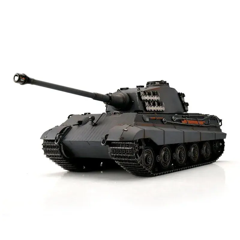 Superprijs Torro Pro-Edition RC Tank 1/16 Königstiger grijs IR + Rook in luxe houten krat