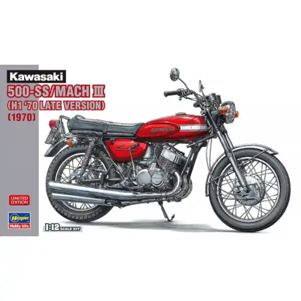 1/12 Kawasaki 500-SS Mach III, 1970 Hasegawa 21731 Beperkt Aanbod