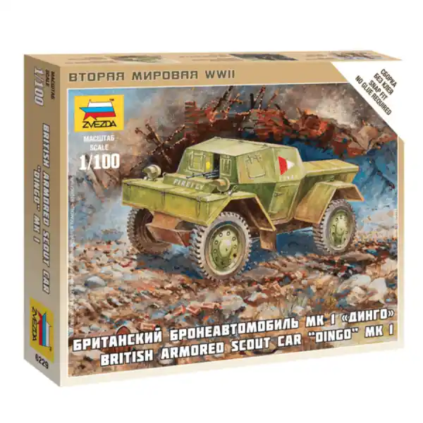 1/100 British "Dingo" Armored Scout Car Mk-1, snap fit "Art of Tactic" Zvezda 6229 Snelle Levering