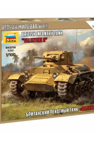Must-Have 1/100 British Valentine II Infantry Tank, snap fit "Art of Tactic" Zvezda 6280