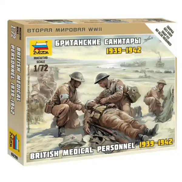 1/72 British Medical Personnel (1939-1942), snap fit "Art of Tactic" Zvezda 6228 Seizoensaanbieding