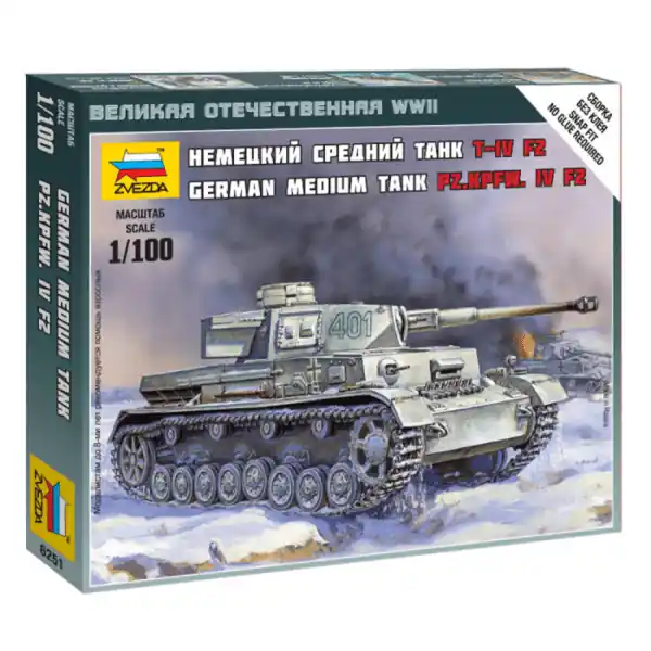 Exclusieve Aanbieding 1/100 German Pz.Kpfw. IV F2 Medium Tank, snap fit "Art of Tactic" Zvezda 6251
