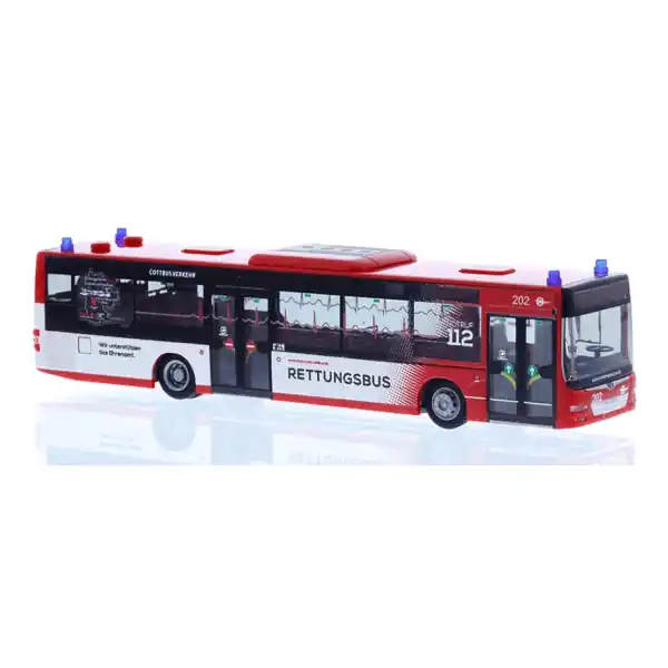 H0 MAN Lions City ‘15 Cottbusverkehr-Rettungsbus Rietze 73932 Finale Uitverkoop