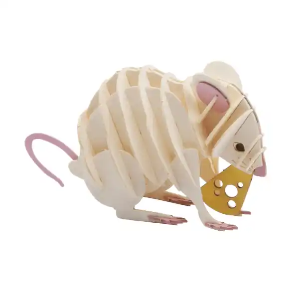 3D-model, witte muis, lasergesneden speciaal bewerkt karton Fridolin 11689 Favoriet