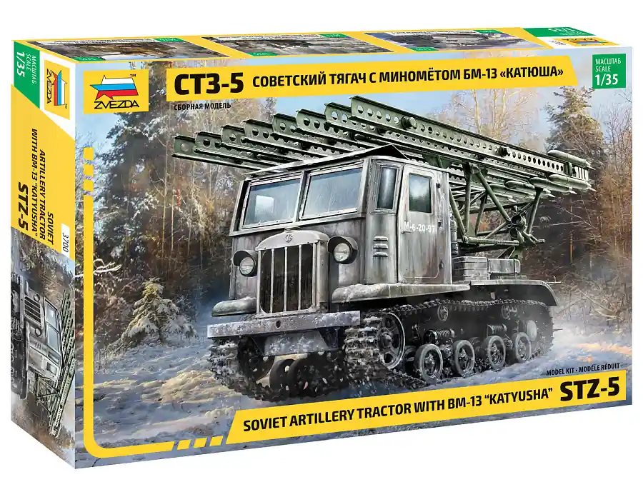Zvezda 3700 STZ-5 Soviet Artillery Tractor with BM-13 Katyusha 1 35 Speciale Aanbieding