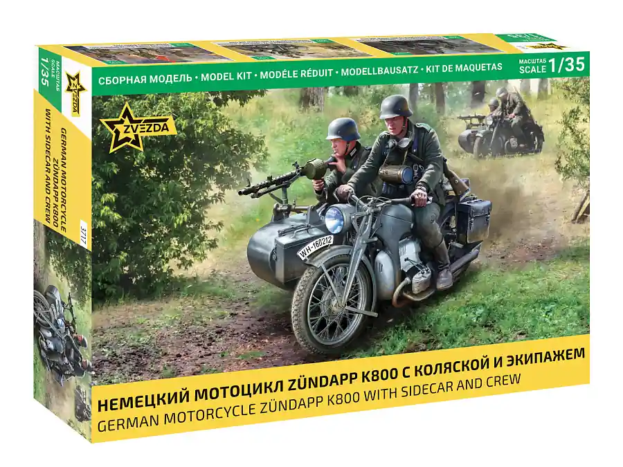 Zvezda 3717 German Motorcycle Zundapp K800 with Sidecar 1 35 Nu Kopen