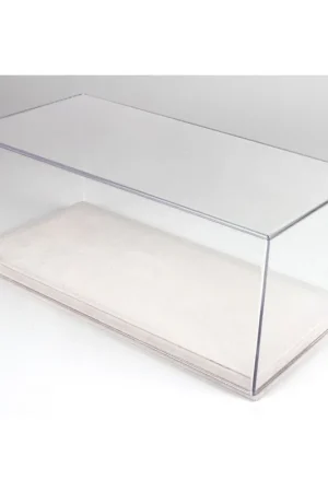 Finale Uitverkoop Plexiglas vitrine met witte alcantara voet 1/18 BBR