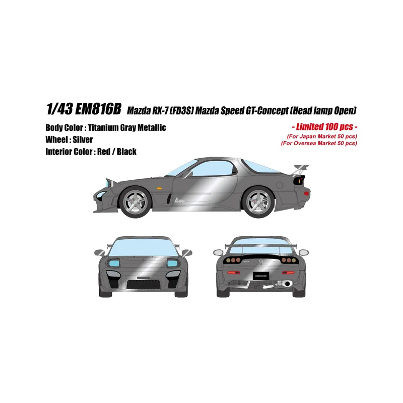 Bestel Nu MAZDA RX-7 FD3S Mazda Speed GT-Concept (Titanium Gray Metallic) 1/43 Make Up Eidolon