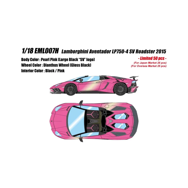 Voordeelprijs Lamborghini Aventador LP750-4 Superveloce Roadster 2015 (Pearl Pink) 1/18 Make Up Eidolon